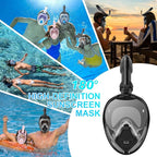 Devilfish Full Face Snorkel Mask Adults, Dry Top System Snorkeling Set with Foldable Sunglasses, 180 Degree Panoramic View Snorkel Gear, Scuba Diving Masks Anti-Leak & Anti-Fog