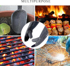 RAPICCA Fireplace Gloves Fire Heat Resistant: Grey 16IN 662℉- Fireproof Leather for Fireplace Fire pit Wood stove Campfire Furnace BBQ Grill Oven Stick Mig Welding Welder Gear - Birthday Gift for men