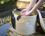 Premium Collapsible Bucket by Freegrace - Compact Portable Folding Water Container - Lightweight & Durable - Includes Handy Tool Mesh Pocket