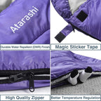 Atarashi Camping Sleeping Bag- 4 Seasons for Adults, Light, Warm, Extra-Large with Compression Sack- Great for Hiking, Backpacking & Outdoor Adventures