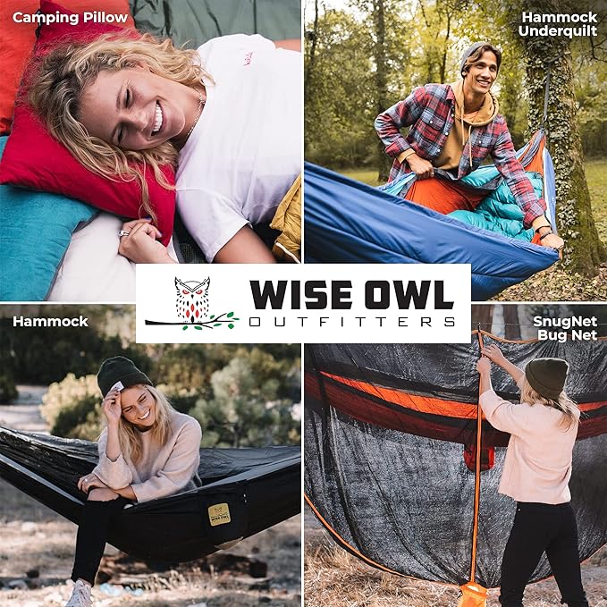 Wise Owl Outfitters Camping Hammocks Duo - Set of 2, Adults and Kids Hammock for Outdoor, Indoor, Single & Double Use w/Tree Straps - Camping Gear Essentials