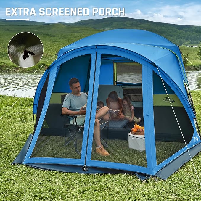 Tents for Camping 6/8/10 Person Camping Tent with Screen Porch, Weatherproof Large Cabin Tent with Rainfly and Carry Bag, Family Tent for Outdoor Camping and Backyard