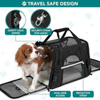 PetAmi Airline Approved Pet Carrier for Cats & Small Dogs, Soft Sided TSA Travel Carrier Bag with Sherpa Bed, Breathable Mesh Ventilation, Collapsible Bowl, Fits Under Seat, Up to 18 lbs, Small Black