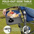 Folding Camping Chair, Heavy Duty Chairs for Adult, Directors Chair, Folding Beach Chair, Oversized Portable Camping Chair with Side Table and Cooler, 400lbs Capacity for Beach, Fishing, Trip, Picnic
