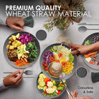 Wheatstraw Dinnerware Set For 4 - Dishwasher Microwave Plates For Heating Food - Unbreakable Wheat Straw Plates And Bowls sets - Replace Plastic Dinnerware Set - Camping Dishes Set