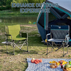 Timber Ridge Aluminum Camping Directors Chair with Side Table Pocket, Portable Folding Chair, Heavy Duty Lawn Chair for Fishing Trip Picnic Concert Outdoor 400lbs, Green