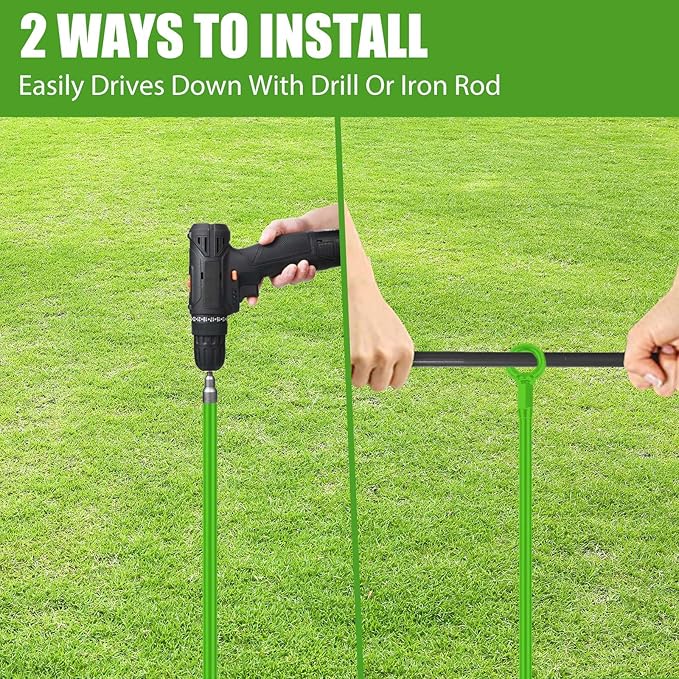 Lasnten 6 Pcs 30 Inch Heavy Duty Ground Anchor Spiral Blade Earth Anchor Kit Metal Anchor Hook Beach Sand Stakes Camping for Securing Animals, Shelters, Tents, Canopies (Light Green)