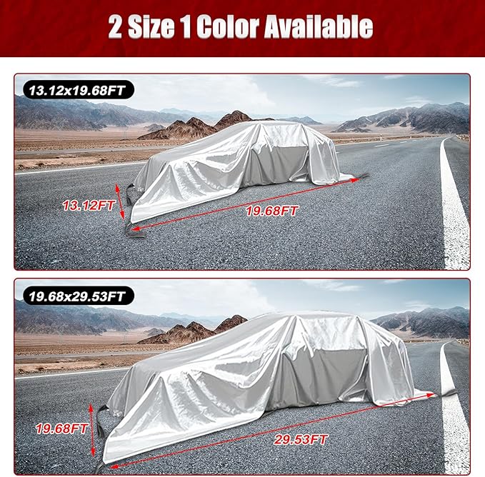 Large Fibreglass Vehicle Emergency Fire Blanket 13.1x19.6 ft, Car Fire Suppression Blanket for Conflagration with Carry Bag, Silver