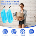 2Pcs Reusable Shoe Washing Machine Bag for Washer and Dryer:Free Up Hands, Prevent Deformation,shoe bag with Zipper Protection Design, Use for all Shoes,Sports Shoes(Blue)