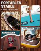 Inflatable Stand Up Paddle Board 10'8“*34"/11'*33" Extra Wide Paddle Boards for Adults, SUP with Premium Accessories & Nylon Backpack, Adjustable Paddle, Hand Pump, Bottom Fin, Leash