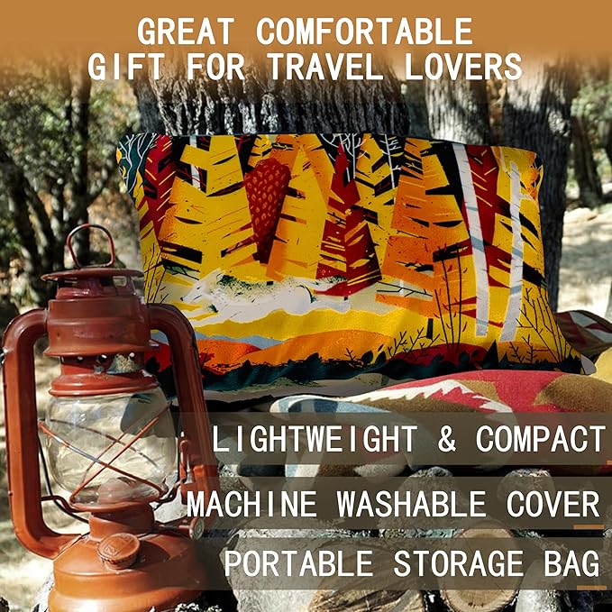 Camping Pillow Shredded Memory Foam Travel Pillows for Sleeping Compressible Lightweight Camp Pillow Washable Backpacking Pillow for Camping & Hiking Firm Supportive Small Pillow for Travel