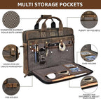 LEATHER VILLAGE 16" Leather Laptop Messenger Briefcase Bag for Men-Leather Satchel for Travel and Office Shoulder Bag- Rustic Brown