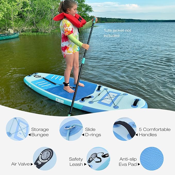 Niphean（Ultra-Light）Inflatable Paddle Board with (Beginner Friendly) StabilTrac Fin and Durable SUP Accessories, 10' Stand Up Paddle Boards for Adults & Youth, Versatile Yoga Paddle Board, Gift Ideas