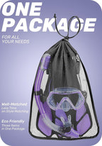 CAPAS Snorkel Mask Fins Set, Travel Size Snorkeling Gear for Adults with Adjustable Fins, Diving Mask and Dry Top Snorkel, Come with a Carrying Bag