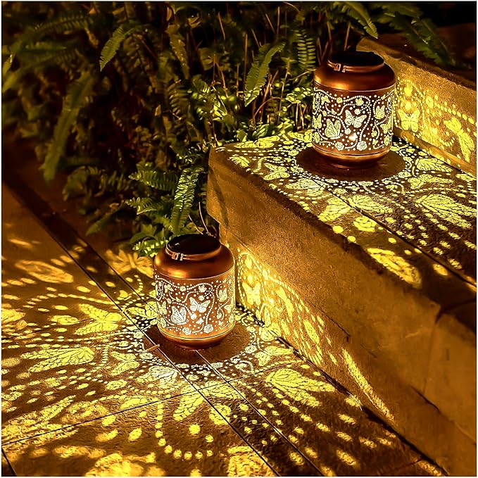 Butterfly Solar Lanterns Outdoor Waterproof Hanging Solar Lights Butterfly Gifts for Women/Men/Butterfly Lovers Gifts Metal Decorative LED Butterfly Lanterns for Garden Decor,Patio,Lawn,Pathway,Yard