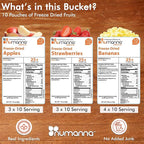Numanna Freeze-Dried Fruits Bucket – 100 Servings, 2 lbs | Apples, Bananas & Strawberries | Healthy Snack for Everyday Use, Emergency & Survival Meals | Durable Packaging, 25+ Year Shelf Life | Made in USA
