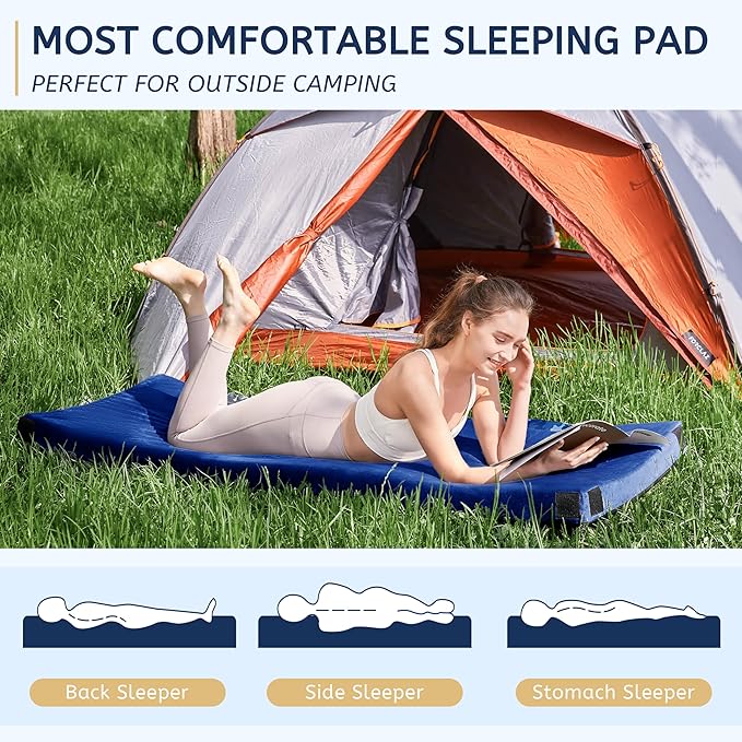 HomeMate CertiPUR-US Memory Foam Camping Mattress Pad Portable Roll Up Mattress for Adults Sleeping Mat Cot Mattress Pad