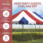 Party Tents Direct 20'x30' Weekender Canopy Pole Tent - Easy Up Canopy Tent with 120 Person Capacity - Outdoor Canopies for Parties, Weddings, & Events (Red White and Blue Top)
