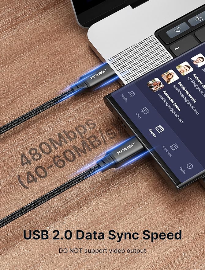 JSAUX 100W USB C to USB C Cable [2-Pack 10FT], Type C Fast Charging Cord for iPhone 17 Air/iPhone 17/iPhone 17 Pro/iPhone 17 Pro Max, iPhone 16/15 Series, Galaxy S/Note Series, MacBook, iPad - Black