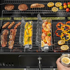 Rolling Grill Basket, New Opening Design, Extra Sturdy Cylinder Grilling Basket, Food Grade Stainless Steel, Large Portable Outdoor Camping accessories BBQ Net Rack, Cooking Griller for Fish, Vegetables, and More - Gifts for Men Dad Husband - Set of 2