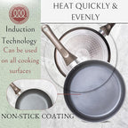 Moss & Stone 6 Pcs Dark Grey Nonstick Cookware Set, Pots And Pans Set Non stick With Glass Lid, Induction Cookware, Stay-Cool Handle PTFE/PFOA Kitchen Pots 6-Piece with Frying Pans & Saucepan