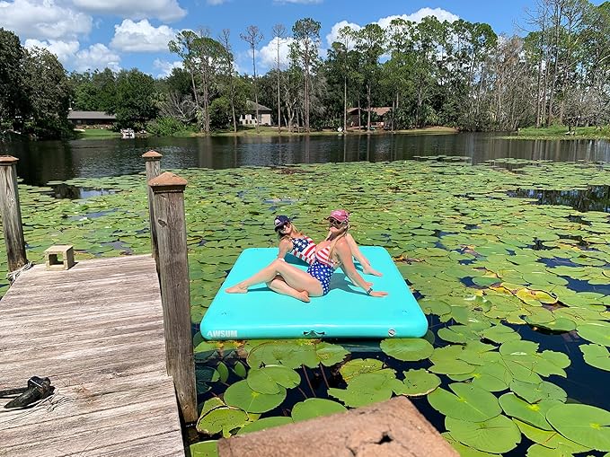 AWSUM Inflatable Floating Dock Air Dock Platform Floating Island Raft with None-Slip Surface for Pool Beach Ocean