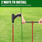 Lasnten 3 Pcs 30 Inch Heavy Duty Ground Anchor Spiral Blade Earth Anchor Kit Metal Anchor Hook Beach Sand Stakes Camping for Securing Animals, Shelters, Tents, Canopies (Red)