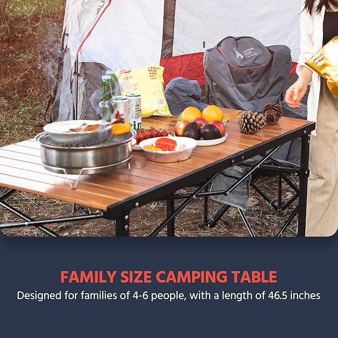OUTSIDER Folding Camping Table Adjustable Height Foldable Roll-up Aluminum Camp Table Portable Table with Carry Bag - for Outdoor Cooking, Beach, Picnic, BBQ, Travel Style2
