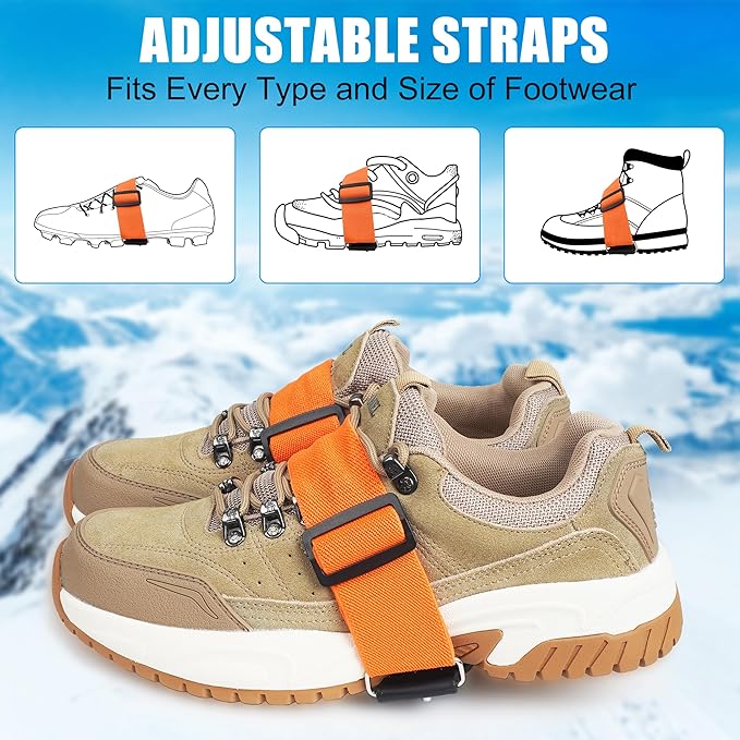 Ice Cleats Mid-Sole Snow Traction Cleats Crampons for Shoes and Boots Easily Rotate Non Slip Ice Grippers Shoes Boots Cleats for Winter Walking on Snow Ice Men Women