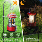 TRIROCKS Set of 2 LED Solar Camping Lantern Dimmable Rechargeable Lantern IPX3 Water-Resistant Portable Emergency Lights Outdoor Camping Lights for Camping Home Power Outage Hurricane Hiking (Red)