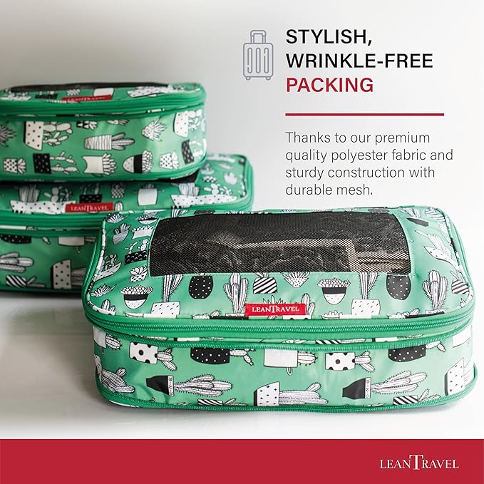 Compression Packing Cubes for Travel Organizers with Double Zipper, LeanTravel