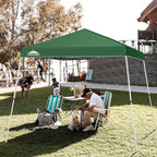 EAGLE PEAK 11x11 Slant Leg Pop-up Canopy Tent Easy One Person Setup Instant Outdoor Beach Canopy Folding Portable Sports Shelter 11' x 11' Base 9' x 9' Top (Green)