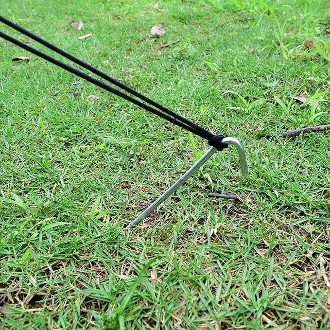 9 Inch Tent Stake Yard Inflatable Stakes Metal Tent Pegs Heavy Duty Ground Stake Fence Hooks Camping Spikes for Canopies, Tarp and Outdoor Christmas Decorations (12)
