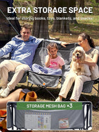 TIMBER RIDGE Padded 3 Person Camping Chair Supports to 1050lbs, Portable Camp Couch Double Camping Chairs, Outdoor Oversized Folding Loveseat Perfect for Campsites, Patio/Lawn, Soccer Games, Grey