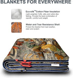 ECOSILK Outdoor Blanket Waterproof | XL Puffy Camping Blanket for Hiking Backpacking | Lightweight Packable Travel Cars Blanket w. Stuff Sack for Picnic Festival |55 X 79 in| Forest Camo…