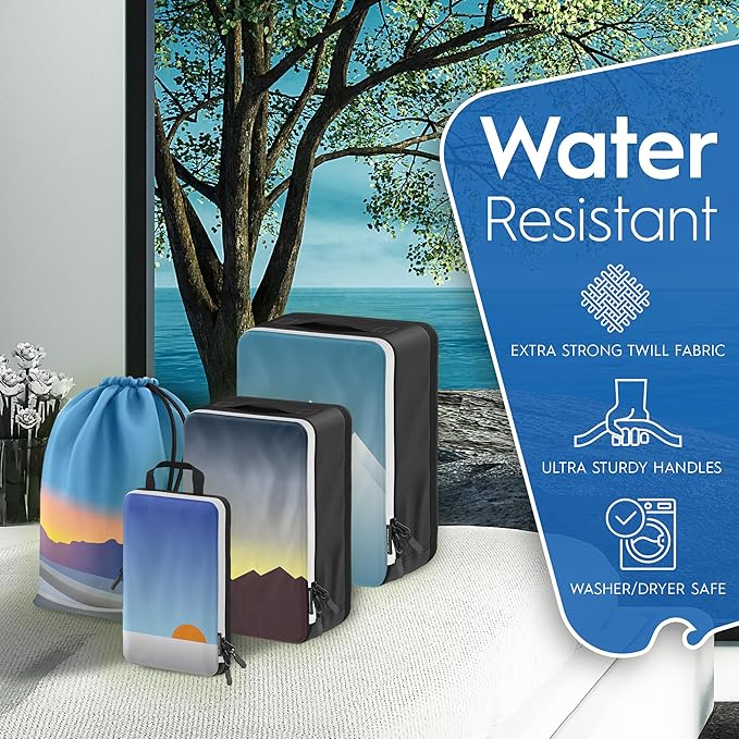 4-Piece Deluxe Compression Packing Cubes Travel - Maximize Space In Luggage With Double Capacity Design, Luxury Compressible Packing Cubes For Travel, Large, Small, & Medium Set