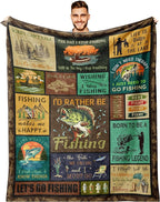 Fishing Gifts for Men/Women, Fishing Blanket 60"x50", Cool Funny Fishing Gifts for Teen Boys, Fish Themed Blanket