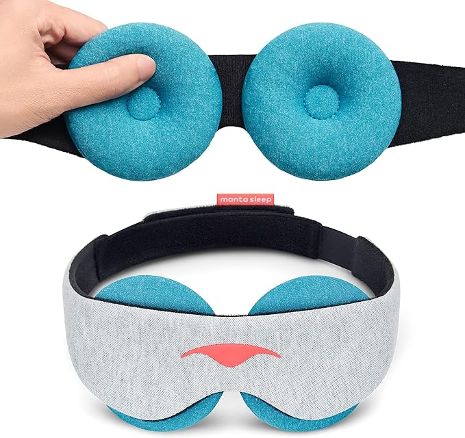 Manta Cool Sleep Mask – Blackout Eye Mask with Reusable Cooling Pads, Zero Eye Pressure and Adjustable Strap for Soothing Cool Relief