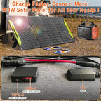 100W Portable Foldable Solar Panel, High Efficiency, DC（5525）/USB-A,USB-C Outputs, 10 DC Adapters, Monocrystalline Silicon, IP67 Waterproof – Your Perfect Outdoor Companion! RV，Camp，Road Trip..