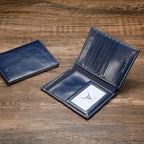 HISCOW Italian Leather Passport Holder for Travel - RFID Blocking Wallet Cover with Secure Organizer for Men & Women, US & Foreign Trips, Antiqued Blue