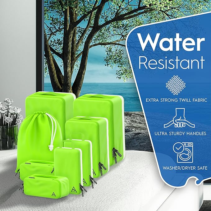 8-Piece Deluxe Compression Packing Cubes Travel - Maximize Space In Luggage With Double Capacity Design, Luxury Compressible Packing Cubes For Travel, Large, Small, & Medium Set