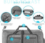 Vomgomfom 65L/85L/115L Foldable Travel Duffle Bag, Lightweight Checked Luggage with Shoe Compartment, Water-Resistant Weekender Overnight Bag for Men & Women