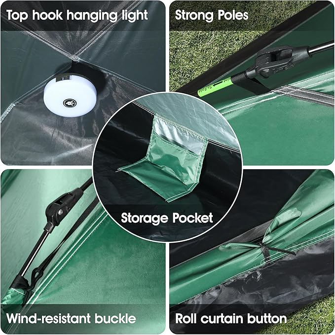 1-2 Person Instant Pop Up Tent, Quick Setup Lightweight Camping Tent for Solo or Duo, Waterproof Windproof Dome Tent for Hiking, Backpacking, Beach, Festival with Carry Bag