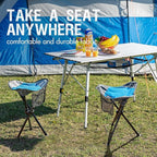 Portal Folding Camping Stool Portable Foldable Tripod Seat for Hiking Hunting Walking Fishing Travel Outdoors with Side Pockets Sturdy Steel Legs Support Up to 225 LBS