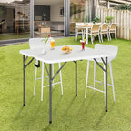 FDW 34" Folding Card Table Plastic Table Portable Square Height Dining Table Perfect for Party and Parties Backyard Events, White