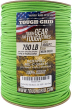 TOUGH-GRID Paracord Rope 750 lbs Nylon Parachute Cord, Made in USA Survival Kit, Outdoor Adventures, Camping, Tactical Gear & Emergency Supplies, Military Type IV Mil-Spec