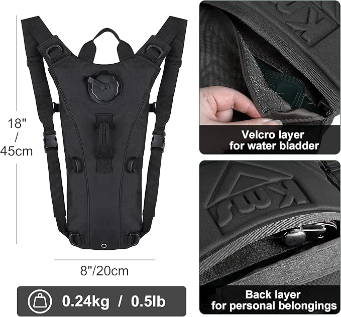 3L Water Backpack for Hiking, Water Hydration Backpack for Running, Tactical Hydro Backpack with 3L Water Bladder, Hydration Packs for Festivals Rave
