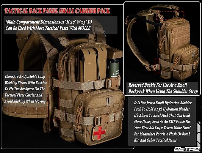 Tactical Small MOLLE Hydration Pack Outdoor Water Bladder Carrier Pack for Vest Backpack
