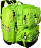 Kemp USA Ultimate EMS Backpack - Emergency Supplies - EMT Bag Fits BLS/ALS Equipment and D Tank Oxygen Cylinder - Multiple Grab Points, Chest & Waist Support Straps & Color-Coded Pouches (Neon Green)