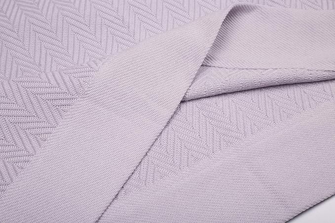 Threadmill Luxury Cotton Blankets for Queen Size Bed | All-Season 100% Cotton Queen Size Blanket | Herringbone Cozy, Soft Breathable Fall Thermal Blanket fits Full Size Bed, 90x92 | Lilac